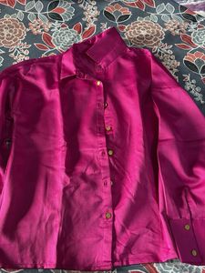 Hot Pink Satin Shiny Shirt
