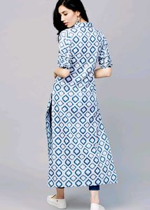 💠Blue &amp; White Geometric Print Kurta