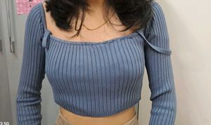 Cute Blue Crop Top &amp; Brown Shorts