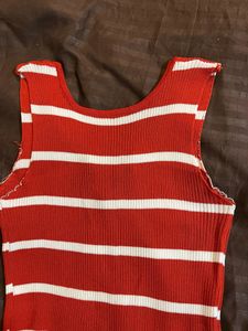 red&amp; white striped bodycon dress