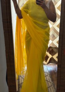 Elegant Yellow Saree with Pico Fall done.