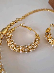 Pearl Jwellery Set With Hoop Earrings 🤩