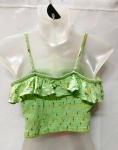 New Hollister floral Green Ruffle Camisole Top