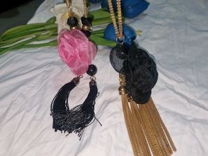 Floral Pendant Tassel Necklace