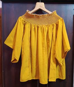 Mustard Smocked Neck Top
