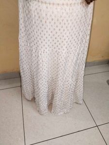 White Skirt With Golden Print