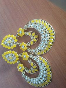 🌼 Yellow Kundan Earrings | Premium Festive Look ✨