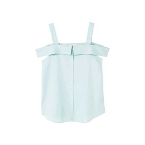 MANGO Blue Ruffle Collar Tank