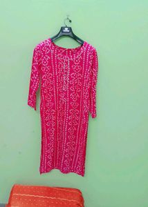 Pink Bandhani Kurta