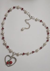 Elegant Cherry Pearl Necklace Handmade