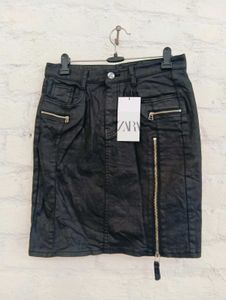 Zara Black Faux Leather Mini Skirt