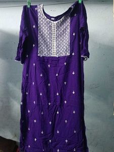 Embroidered Purple Kurti - Size L