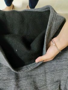 Flawless Grey Crop Hoodie With Fleece
