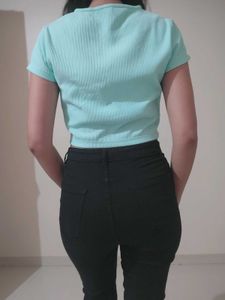 Ribbed Tie-Front Crop Top