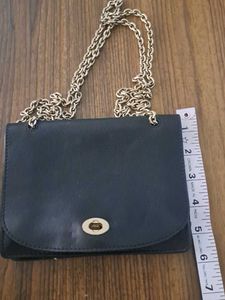 Black Pure Leather Chain Strap Bag