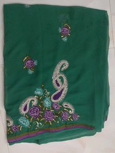 Embroidered Green Saree