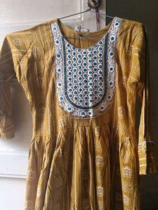 Elegant Mustard Embroidered Kurta