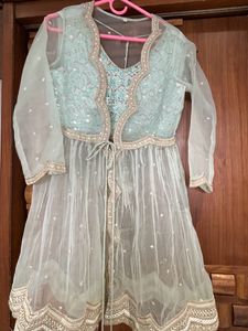 Light See Grean Ghaghra Choli With Shrug