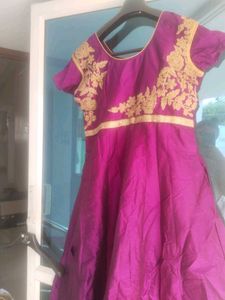 Elegant Purple Dress with Gold Embroidery