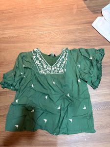 Embroidered Green Top