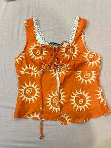 Orange Sun Print Coord Set