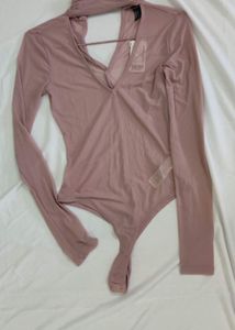 Choker neck mauve bodysuit