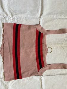 Striped Zip-Front Crop Tank Top