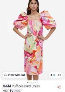 H&amp;M Floral Print Puff Sleeve Mini Dress