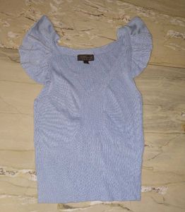 Blue Ruffled Sleeves Top