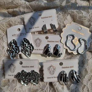 All Abstracts Stainless Steel Silver Earrings