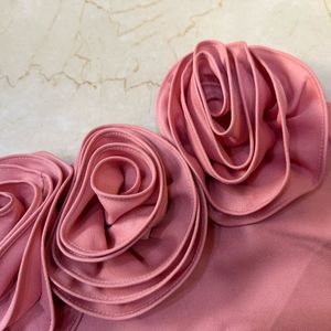 Pink One-Shoulder Top 3D roses