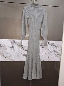 Stylish Gray Knit Midi Dress