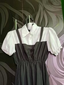 Black Jumper Dress with Blouse