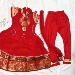 🎀Red &amp; Gold Festive Anarkali🎀