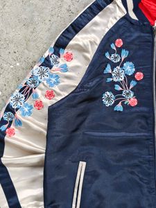 Y2K AESTHETIC JAPANESE Embroidered Bomber