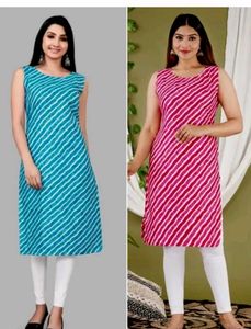 Leheriya Print Cotton Kurtis - Set of 2