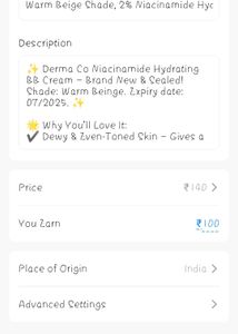 Warm Beige Shade, 2% Niacinamide HydratingBB Cream