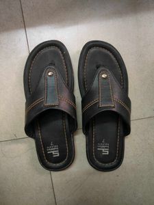 Black Leather Flip Flops