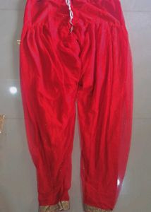 Nude and red patiyala set