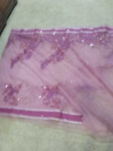 Pink Saree with Embellishments