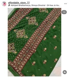 The Zardozi &amp; Crystal Booti Emerald handwork Saree