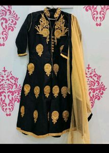 Ethnic Kurta With Skirt, Dupatta &amp; Chudidar Pajama