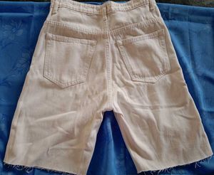 Cream Denim Shorts