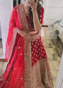 Red Embroidered Lehenga Choli