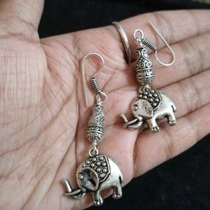 Ethnic Wear Elephant Oxidised Earrings