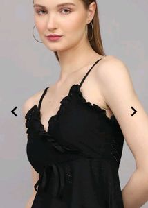 Stylish Black Ruffle Detail Dress 🥵🔥 || night we