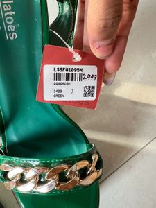 Emerald Platform Heels with Chain