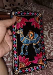 Embroidered Camel Phone Bag