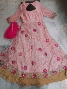 Light Pink Embroidered Anarkali Kurta Suit