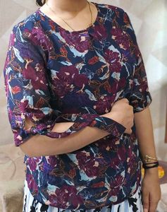 Floral Print Tie-Sleeve Top